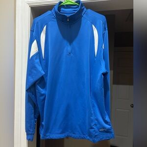 Greg Norman (The Shark) Blue and White Quarter Zip Pullover - Size Medium